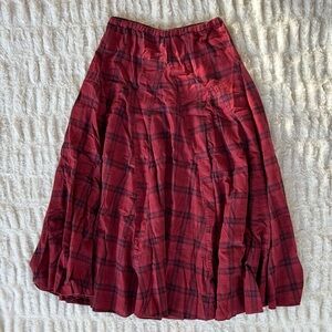 CP Shades Lily Cotton Linen Maxi Skirt in Plaid